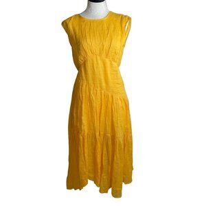 Frame Dress Size Small Marigold Asymmetrical Tiered Gathered Seam Cotton New